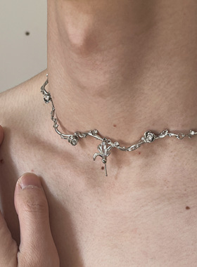 E5 STUDIO/E5集原创人造合金花蕊玫瑰钻石项链个性搭配配饰情侣