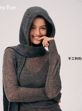 HENNYRUE 亨尼露秋冬法式针织围巾女秋冬羊毛混纺保暖毛领巾披肩