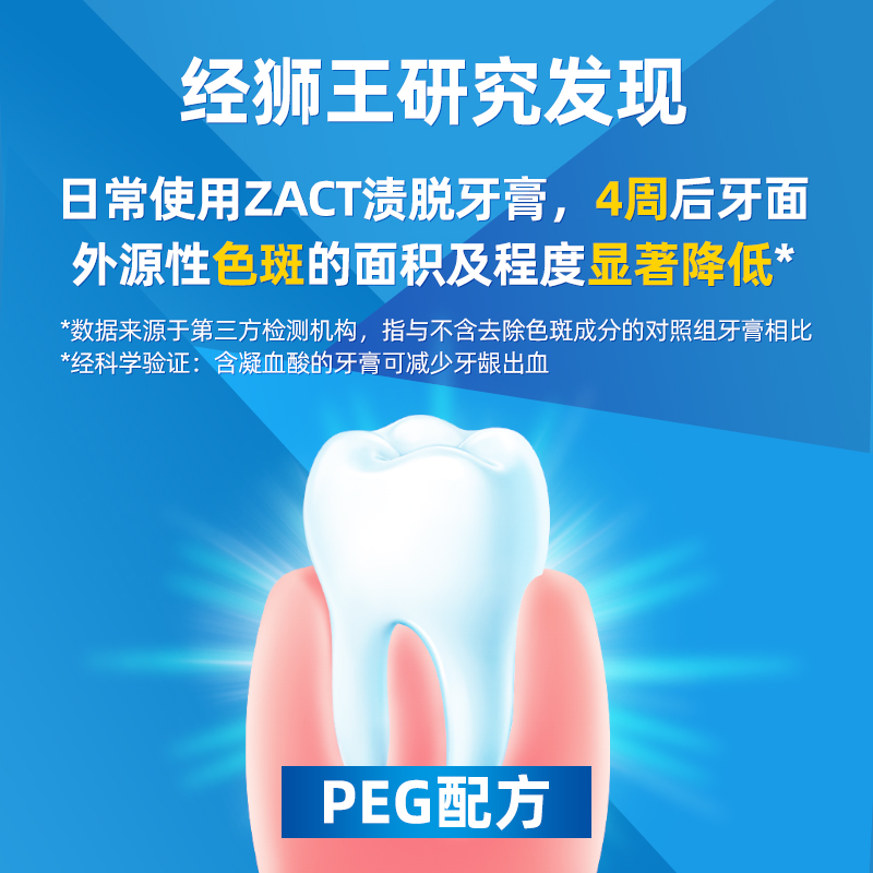 狮王正品ZACT渍脱多效牙膏去牙烟渍含氟防蛀口气清新家庭实惠套装