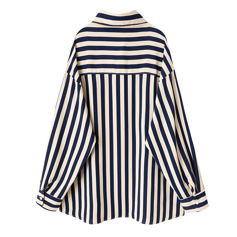 条纹衬衫女港味气质2020年打底衫 帕奴丝衬衫