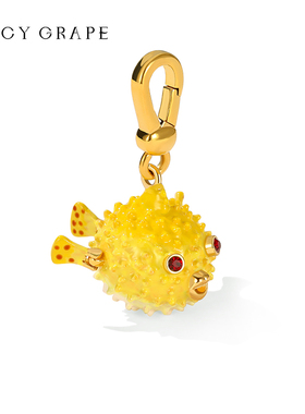 手工珐琅立体河豚吊坠项链