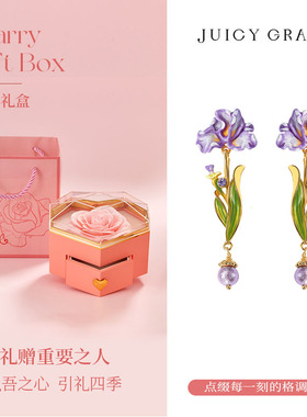 设计师款紫色鸢尾花长款耳环
