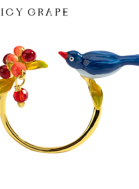 【喜上眉梢】喜鹊樱桃开口戒指