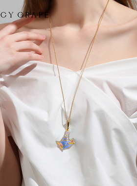 可爱童趣小兔子飞机吊坠项链