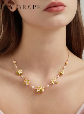 【莫奈画境】鸡蛋花珍珠项链女