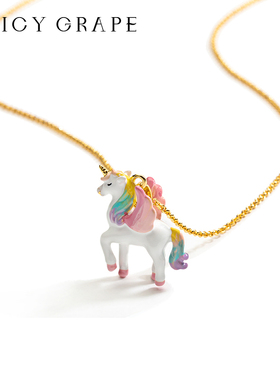 可爱独角兽飞马长款项链女秋冬