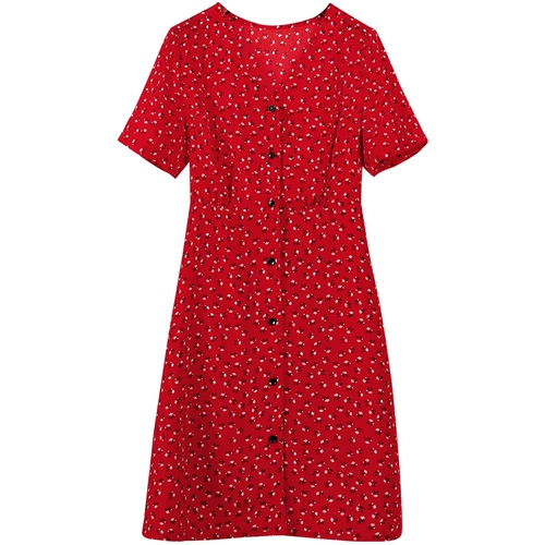 Шифоновое красное платье, юбка, 2021 года, подходит для подростков, французский стиль, высокая талия, по фигуре