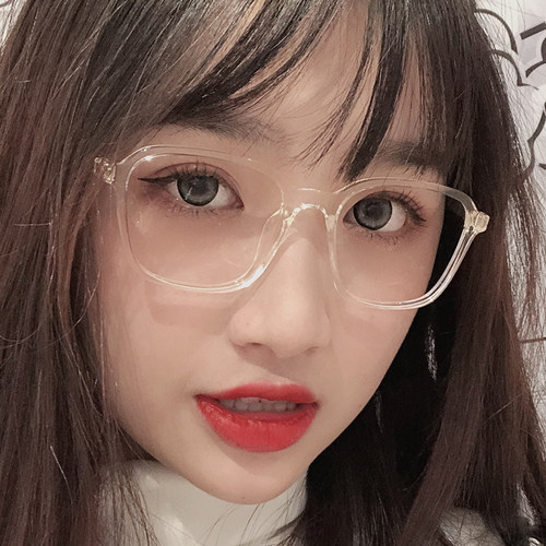 透明眼镜框女眼镜防辐射防蓝光近视眼镜有度数网红素颜韩版潮圆框 - 图1