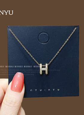 精致高档微镶满钻钛钢项链