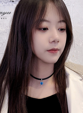 高档微镶水晶项链女个性短款颈带