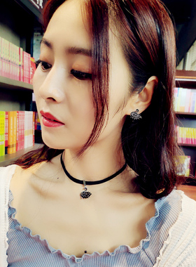 高档微镶锆石项链女黑天鹅锁骨链