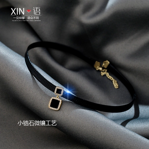 Черное короткое ожерелье, чокер, брендовая цепочка до ключиц, коллекция 2022, простой и элегантный дизайн