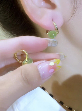 绿色轻奢耳扣女高级感耳环