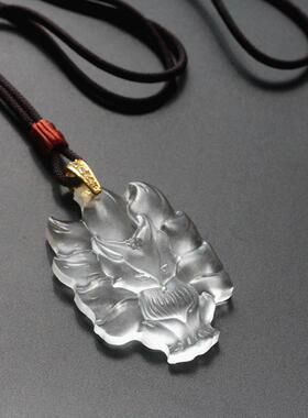 很灵的狐狸吊坠命里桃花项链男女款琉璃九尾狐挂件饰品