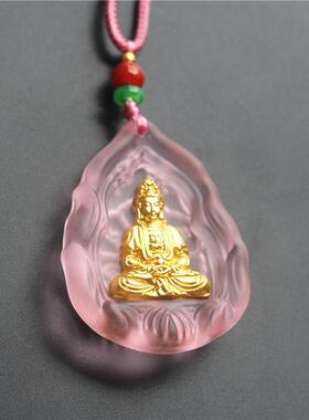 荷花佛龛观音菩萨吊坠男观音本命吊坠女菩萨项链挂件