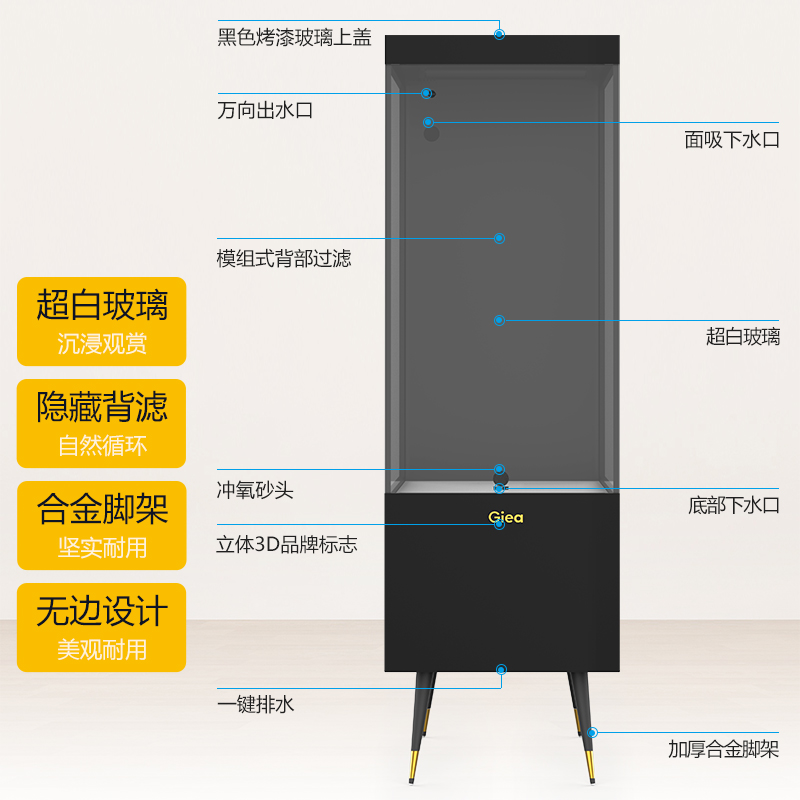 高逸鱼缸悠然自得超白玻璃免换水水草缸客厅落地家用懒人水族箱 - 图2