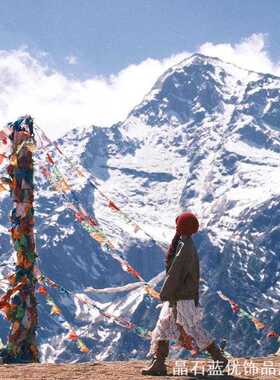 香格里拉旅拍红色手工编织包头帽女镂空钩花流苏款雪山外景造型帽