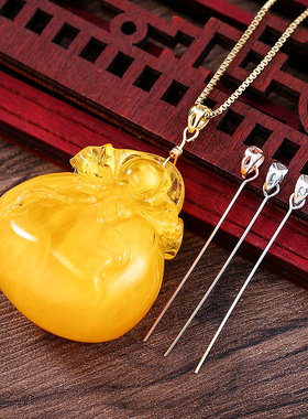 S925银翡翠蜜蜡水晶吊坠扣