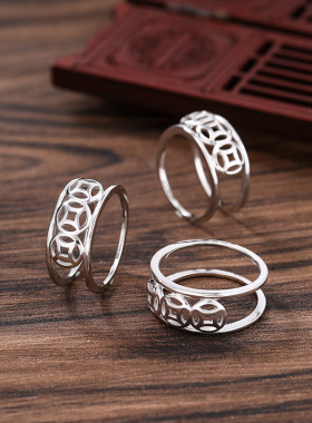 18K金镶嵌玉石护套银托戒指环