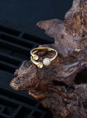 s925银女银戒托镀diy戒指空托