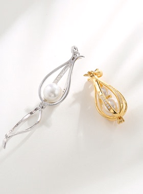 925银珍珠配件吊坠扣头饰品配件