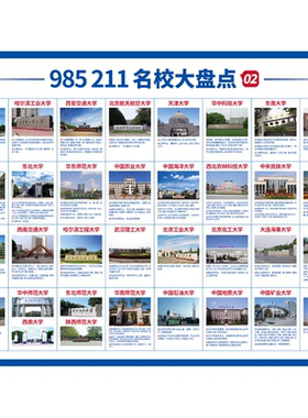 985211全国本科大学名校简介挂图中国重点大学海报教室励志墙贴