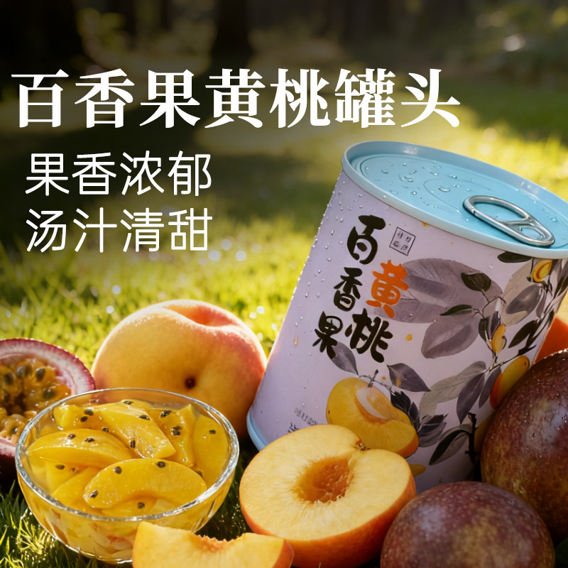 【新品】百香果黄桃罐头 金桔黄桃梨汁黄桃罐头水果混合儿童零食