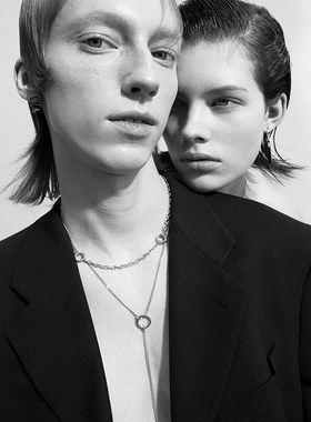 扁形吊环925银设计感项链