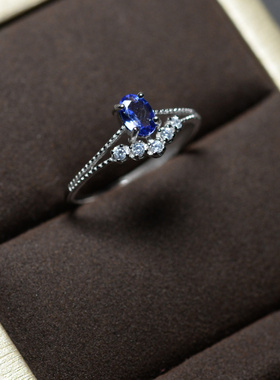 天然坦桑石戒指蓝色宝石女款