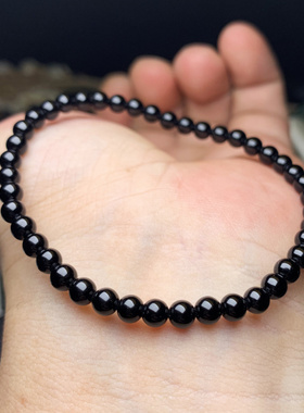 天然黑玛瑙单圈手串女