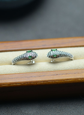 小蛇耳钉女简约小巧锆石耳骨
