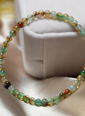 天然孔雀玛瑙手链红绿酷似雨花石