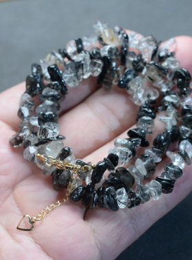 天然黑发晶项链黑水晶锁骨链