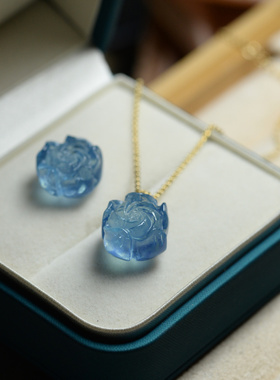 天然纯银海蓝宝项链925银链