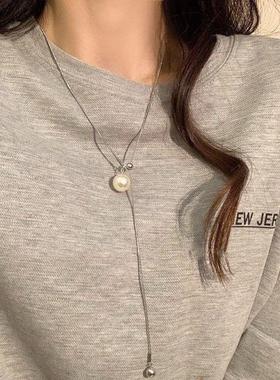 珍珠项链秋冬毛衣链高领吊坠项链