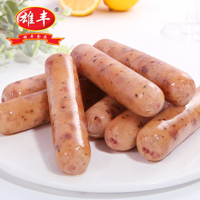 雄丰 地道肠500g*4包火山石烤肠黑椒味/原味纯热狗肠肉肠香肠