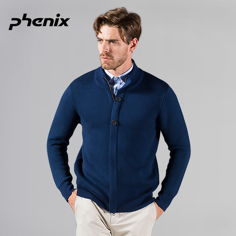 顶级品牌 日本 Phenix 羊毛混纺 男保暖抗起球针织开衫