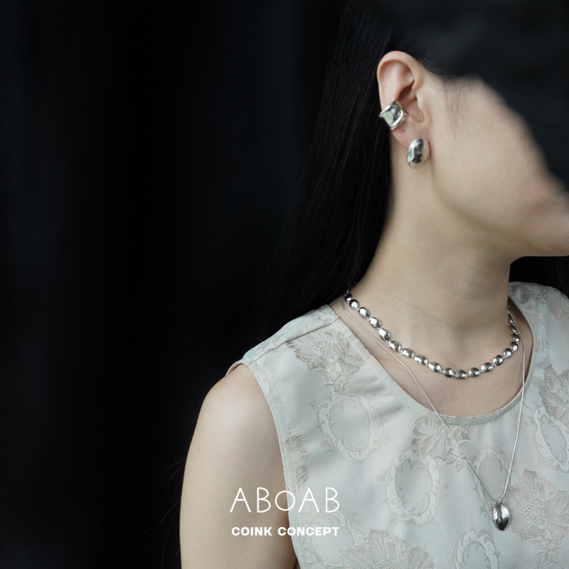 ABOAB Ten Studs耳钉 925纯银原创设计手工肌理小众独特气质耳环 - 图3