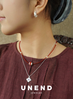 UNEND止续 纯银转序红玛瑙串珠项链 原创设计锁骨链新年礼物 默叙