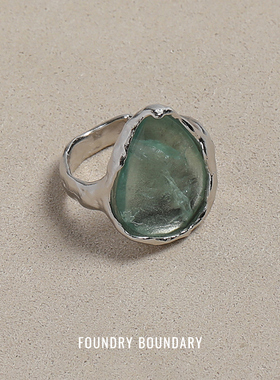 FOUNDRY BOUNDARY 泉滴戒指 纯银白水晶绿萤石原创设计师银饰默叙