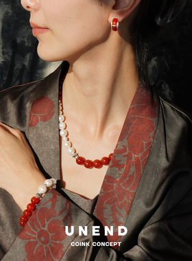 UNEND红玛瑙珍珠Sunset流霞项链