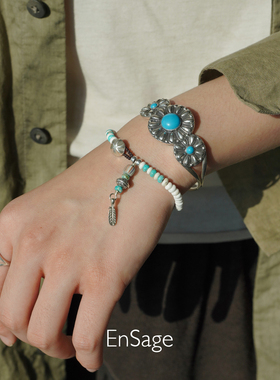 风羽纯银白松石串珠手链