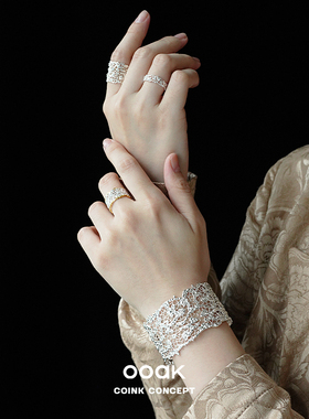 OOAK列维斯蕾丝纯银宽手镯