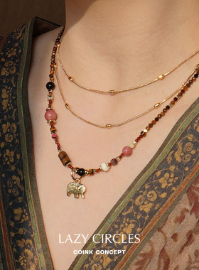 LAZYCIRCLES金色双层水珠项链