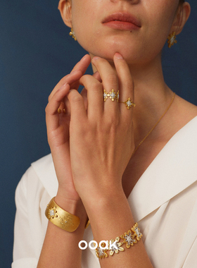 OOAK 满圈白日日落烟花纯银戒指 原创设计轻奢金色气质礼物 默叙