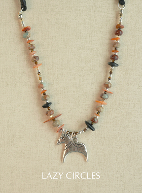 LAZY CIRCLES 小马长项链 原创小众设计复古毛衣链 默叙