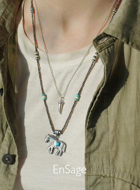 ENSAGE 逐风马项链 纯银绿松石原创小众设计师度假毛衣链 默叙