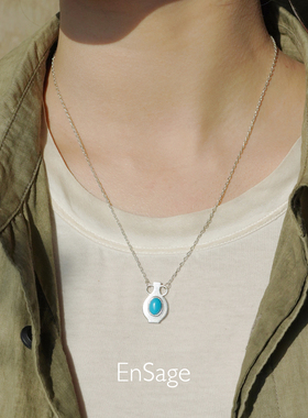ENSAGE 灵泉之器项链 纯银绿松石原创小众设计师度假毛衣链 默叙