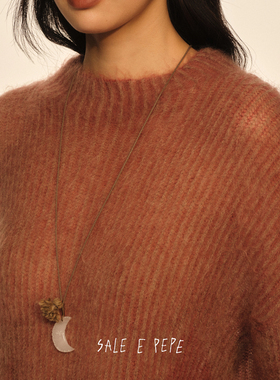 SALE E PEPE 白岫玉冰月编绳长项链 原创小众设计师毛衣链 默叙