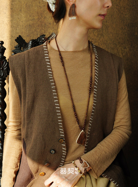 QIQI器契足迹串珠吊坠长项链